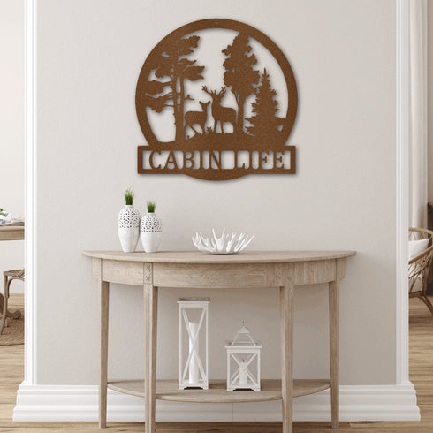 Personalized Forest Deer Metal Wall Art